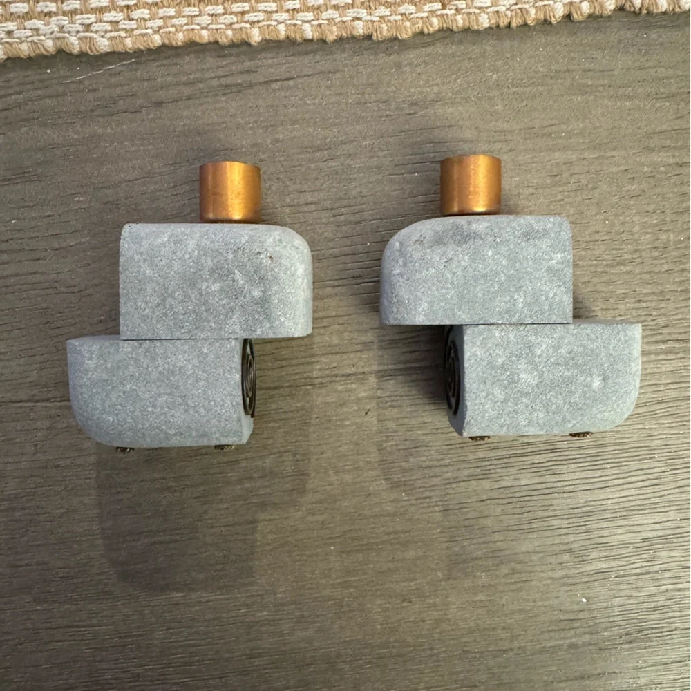Vintage Maris Taylor Designs stone and copper candleholders.